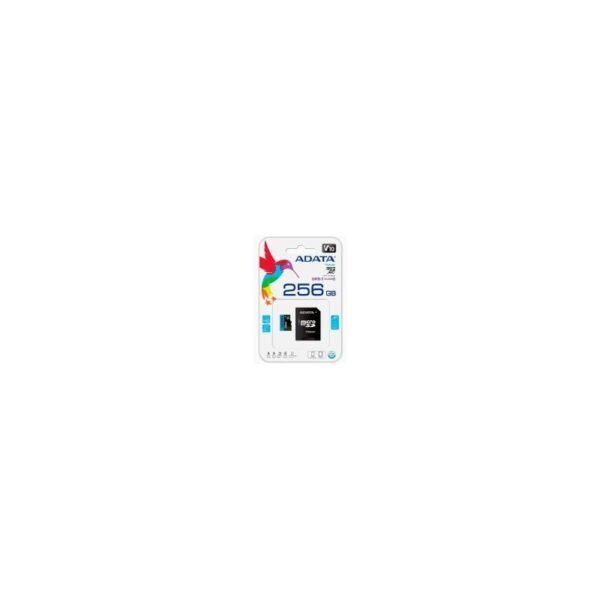 MICRO SDXC ADATA 256GB CON ADAPTADOR, UHS-I CLASS 10, V10, A1 (LECTURA 100MB/S ESCRITURA 25MB/S)