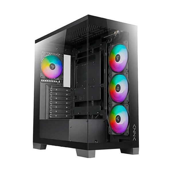 CASE AZZA COVE AZ-570B Gaming Vidrio-Templado 7Slots 4 Ven. 2USB3.0 USB-C RGB Mid Tower Black