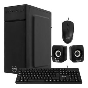 CASE Q-ONE C6016 ATX COMBO Parlante Teclado Muose 2USB 0.4mm PS-250W-Real Black