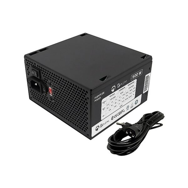 FUENTE DE PODER GAZAL GAMING ATX 500W 24P-8 PIN 110-240V CABLE DE PODER