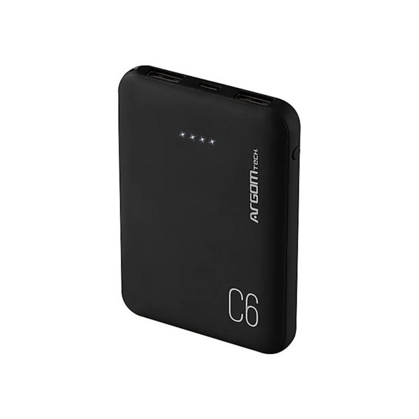 POWER BANK ARGOM 6000 ARG-PB-1136 WITH CABLE NEGRO