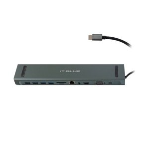 HUB USB- C CON 11 EN 1 AV VGA RJ45 SD-TF HDMI 4USB3.2 TYPE-C Gris