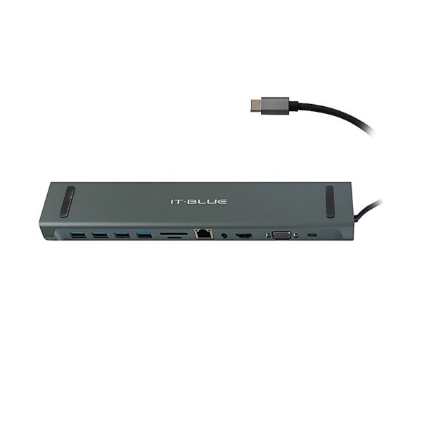 HUB USB- C CON 11 EN 1 AV VGA RJ45 SD-TF HDMI 4USB3.2 TYPE-C Gris