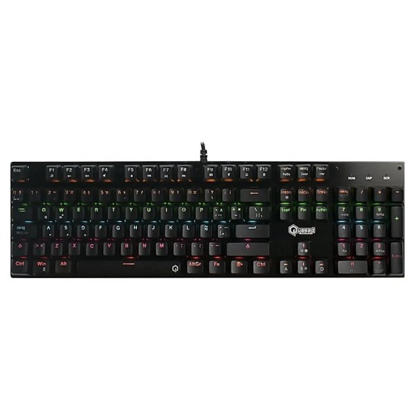 TECLADO QUASAD QKM-G80 MECANICO FULL SIZE LIGHTING 9LIGHT MODES SCROLLING WIRES USB-A NEGRO