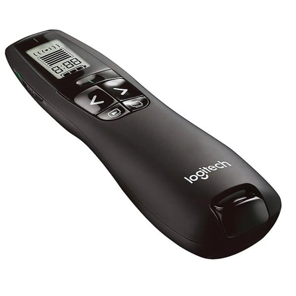 PUNTERO LOGITECH PROFESIONAL R800 NEGRO LCD-USB-PLUG AND PLAY-LUZ VERDE-RADIO 30 METROS