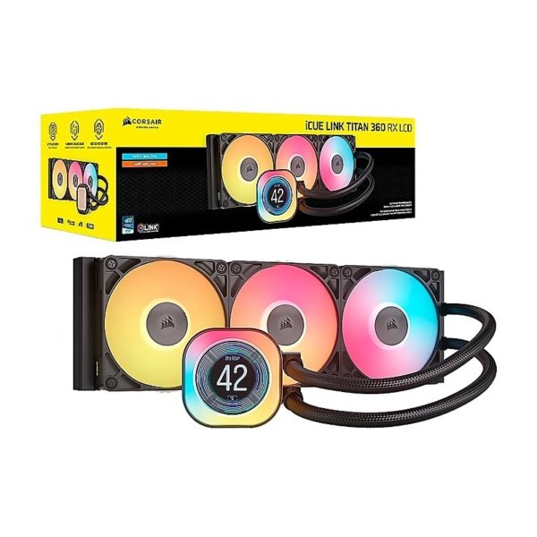 COOLER CORSAIR ICUE LINK TITAN 360 RX LCD Liquid CPU for Intel 1851 AMD-AM5