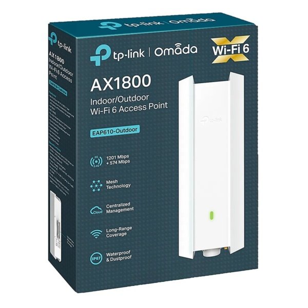 PUNTO DE ACCESO INALAMBRICO TP-LINK EXTERIOR WI-FI 6 AX1800 DOBLE BANDA IP67 EAP610-OUTDOOR