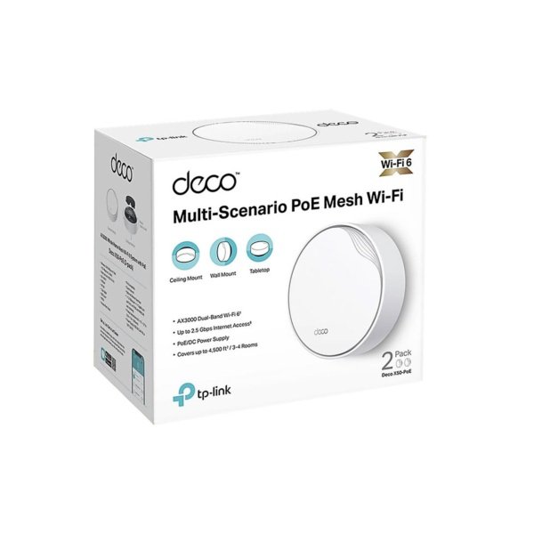 ROUTER TPLINK DECO X50-POE 2-PACK SISTEMA WIFI DE MAYA AX3000 /150 DISP. CONECTADOS/ POE MULTIGI