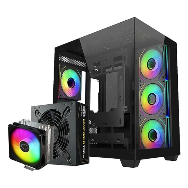 CASE COOLER MASTER/E681 MID TOWER BLACK WOOD BUNDLE FUENTE 750W GOLD - AIR COOLER 212 SPECTRUM
