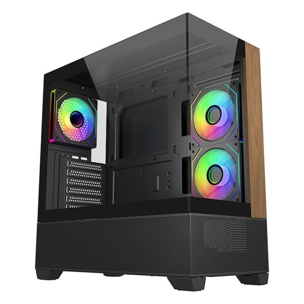 CASE COOLER MASTER/MID TOWER ELITE 690 BLACK WOOD 1X120MM ARGB REAR 2X120MM SIDE MOUNT