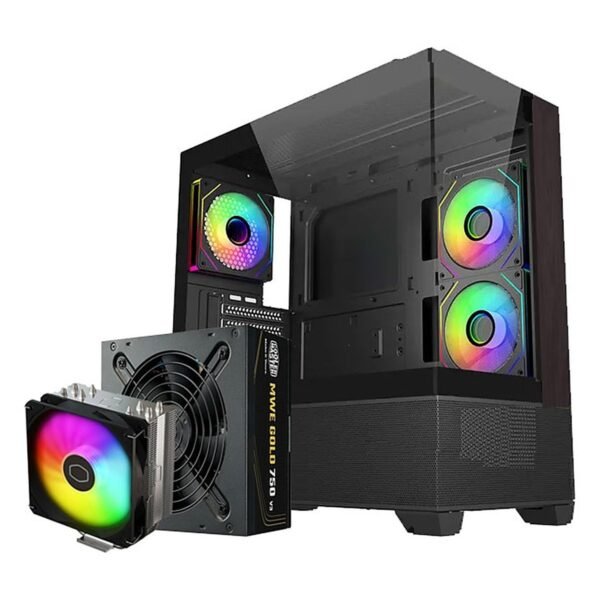 CASE COOLER MASTER/E690 MID TOWER BLACK WOOD BUNDLE FUENTE 750W GOLD - AIR COOLER 212 SPECTRUM