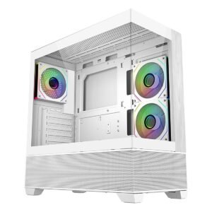 CASE COOLER MASTER/MID TOWER ELITE 690 WHITE WOOD 1X120MM ARGB REAR 2X120MM SIDE MOUNT