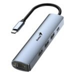 HUB GENIUS UH545 USB C A 5 PUERTOS 3 USB A 1 USB C 1 RJ45 GE WIN 10 11 MAC