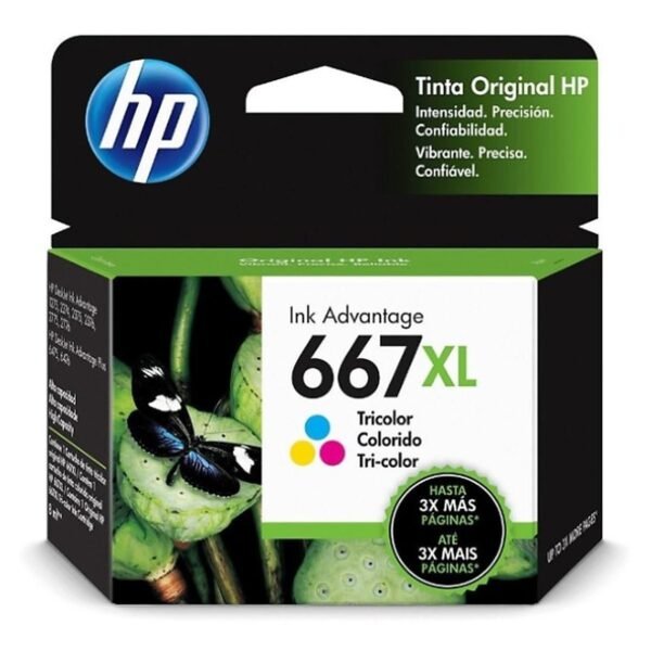 TINTA HPINC 667XL TRICOLOR 1275/2775/4175/4176/6078/23336/2374/6076 330 PAGS 3YM80AL
