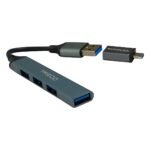 HUB TENGU TREQA USB TYPE-C TO 4 PUERTOS USB3.0 SILVER