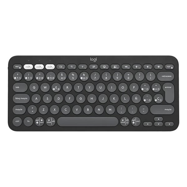 TECLADO/LOGITECH PEBBLE KEYS 2 K380S/BLUETOOHT/HASTA 3 DIPSTVOS/SPANISH LAYOUT/NEGRO