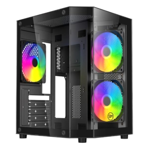 CASE SPEEDMIND GAMING BLACK INCLUYE 3X120MM FANS RGB VIDRIO TEMPLADO