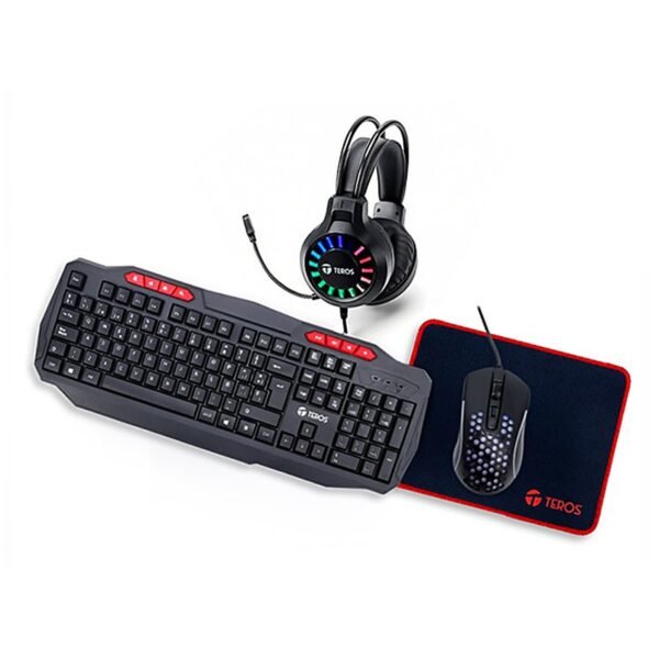 COMBO TEROS/GAMING TE-5014S TECLADO /MOUSE /AURICULAR /PAD MOUSE /RETROILUMINACION