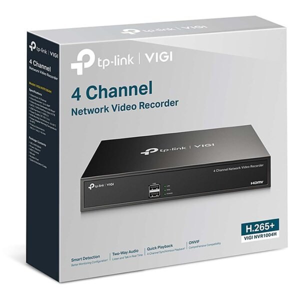 GRABADORA TPLINK/VIGI NVR1004H/4 CANALES/1 RJ45 /1 HDMI Y 1 VGA/1 DISCO DE 10TB