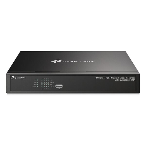 GRABADORA TPLINK/ VIGI NVR1008H-8MP/8 CANALES POE /H.265 PLUS /ONVIF/SOPORTA 1 DISCO HASTA 10