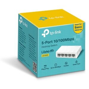 SWITCH TP-LINK LS1005 5 PUERTOS FAST ETERNET, CUBIERTA PLASTICA, DISEÑO ESCRITORIO, PLUG & PLAY