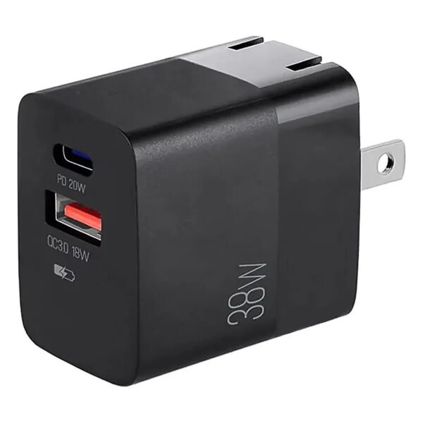 CARGADOR DE PARED ARGOM 38W PRO PD TYPE-C USB ARG-AC-0122BK BLACK