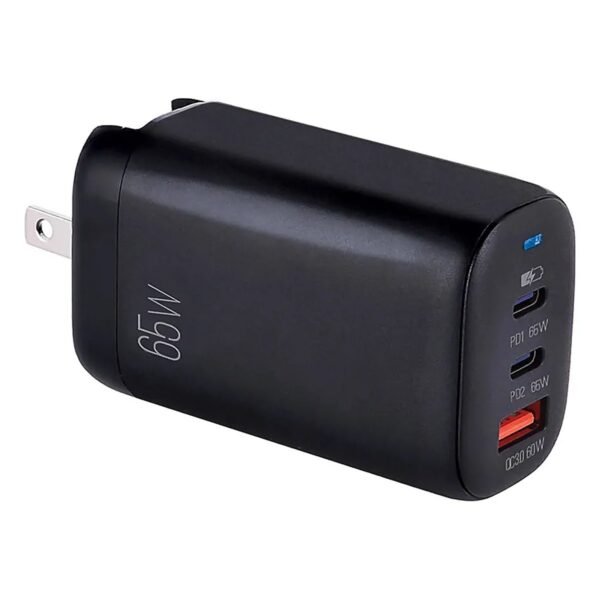 CARGADOR DE PARED ARGOM VOLTA P8 65W GAN 3 DUAL PD TYPE-C USB ARG-AC-0126BK BLACK