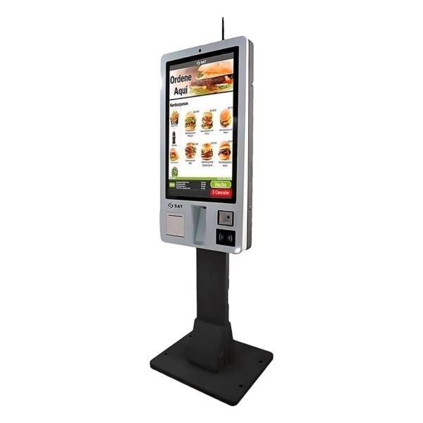 KIOSKO SAT TRANSACCIONAL Intel I5 8GB 256GB 32Inch Wifi RJ45 Imp. Termica Lector Barras WC NFC