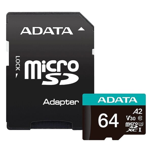 MEMORY CARD MicroSDXC 64GB UHS-I U3 V30 Clase 10 A2 MicroSD con Adaptador